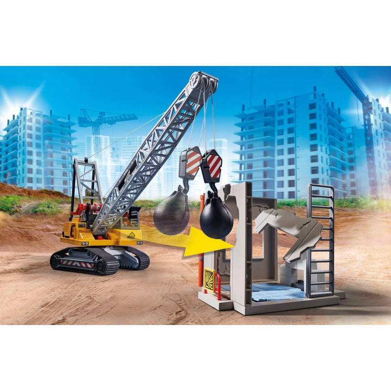 Playmobil 70442 City Action Construction Demolition Crane With Working Winch